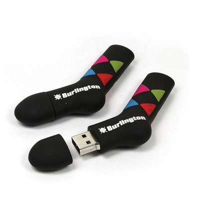 cheap promotion giveaway gifts 3D customized PVC memoria usb sock shape usb flash driver