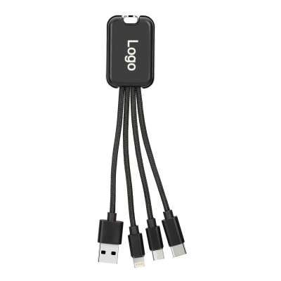 luminous logo cable 3 in 1 quick charge phone charger cord